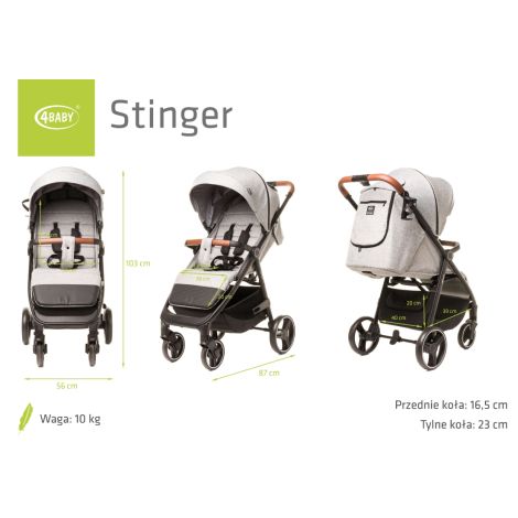 4Baby Stinger - wózek spacerowy | Melange Light Grey - 14